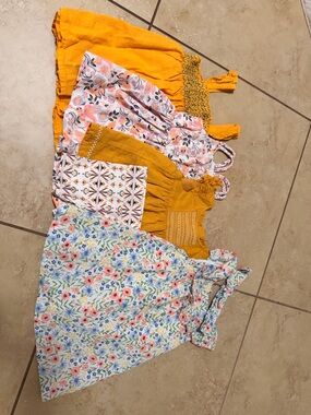 Tommy Bahama Girls Floral & Mustard Mixed Dress Set - Yellow, Pink, Blue